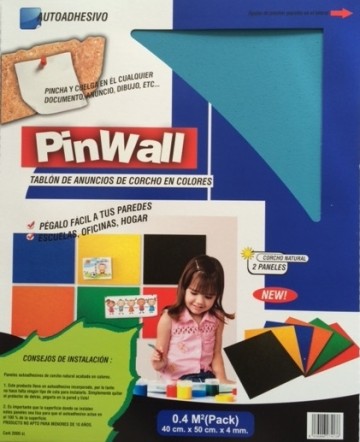 Pinwall zelfklevend prikbord aquablauw