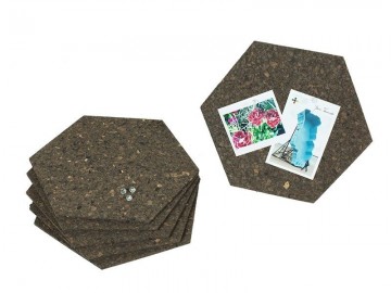 Prikbordjes zeshoek kurk dark